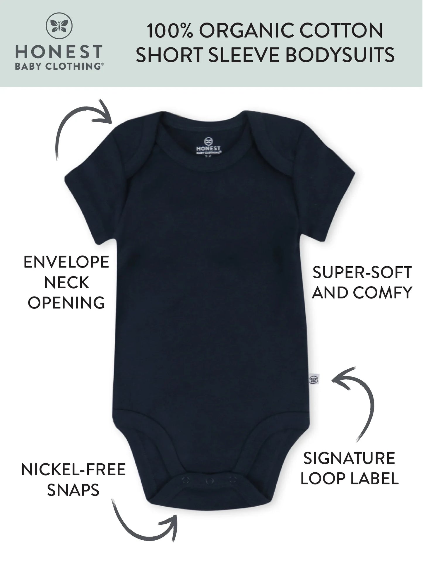 Baby Boy or Girl Gender Neutral Organic Cotton Short Sleeve Bodysuits, 3 Pack (Preemie-24 Months)