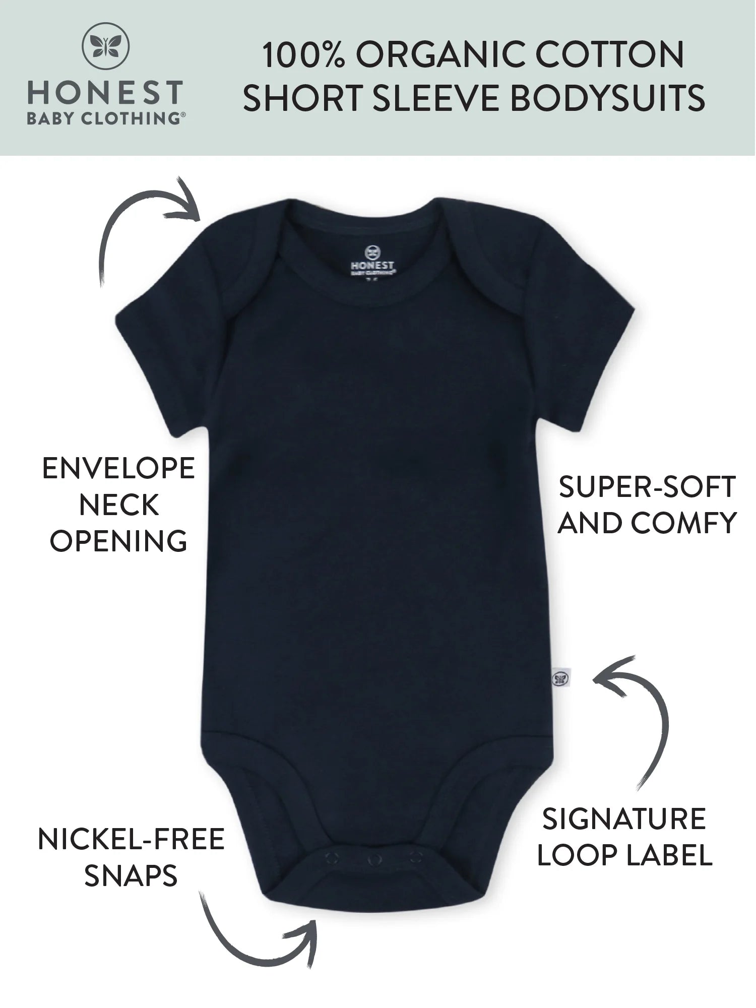 Baby Boy or Girl Gender Neutral Organic Cotton Short Sleeve Bodysuits, 3 Pack (Preemie-24 Months)
