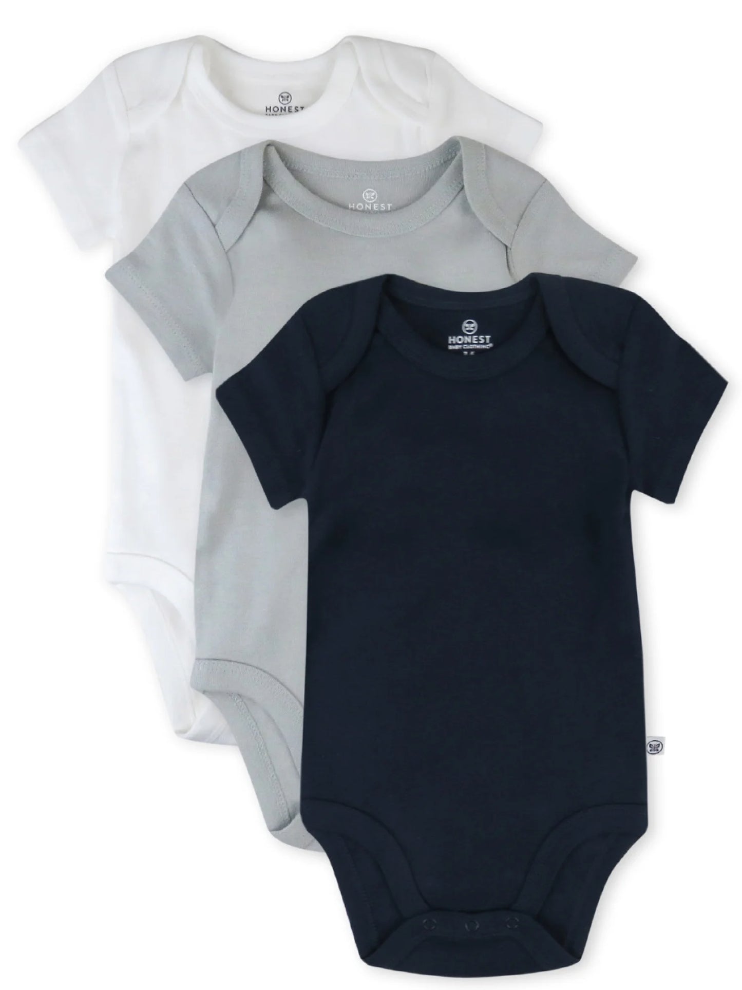 Baby Boy or Girl Gender Neutral Organic Cotton Short Sleeve Bodysuits, 3 Pack (Preemie-24 Months)