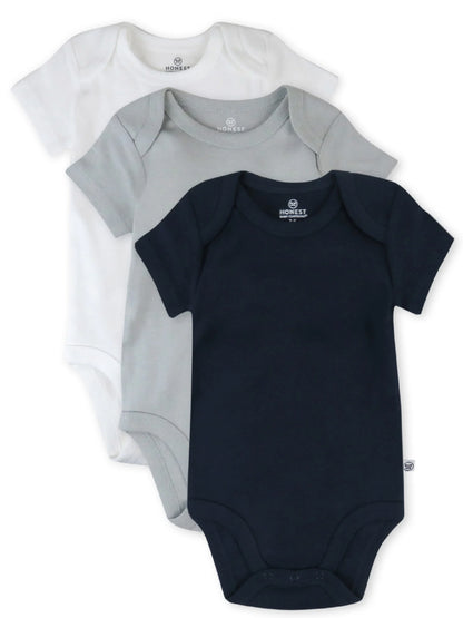 Baby Boy or Girl Gender Neutral Organic Cotton Short Sleeve Bodysuits, 3 Pack (Preemie-24 Months)