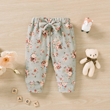 Adorable Baby Girls Ribbed Bodysuit and Pants Set for Spring and Summer Adventures